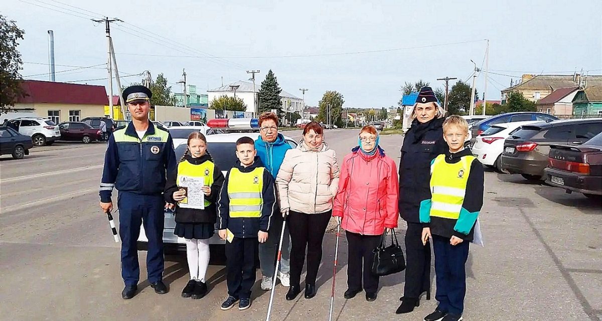 В Жердевке инспекторы Госавтоинспекции прошли с завязанными глазами и белой тростью